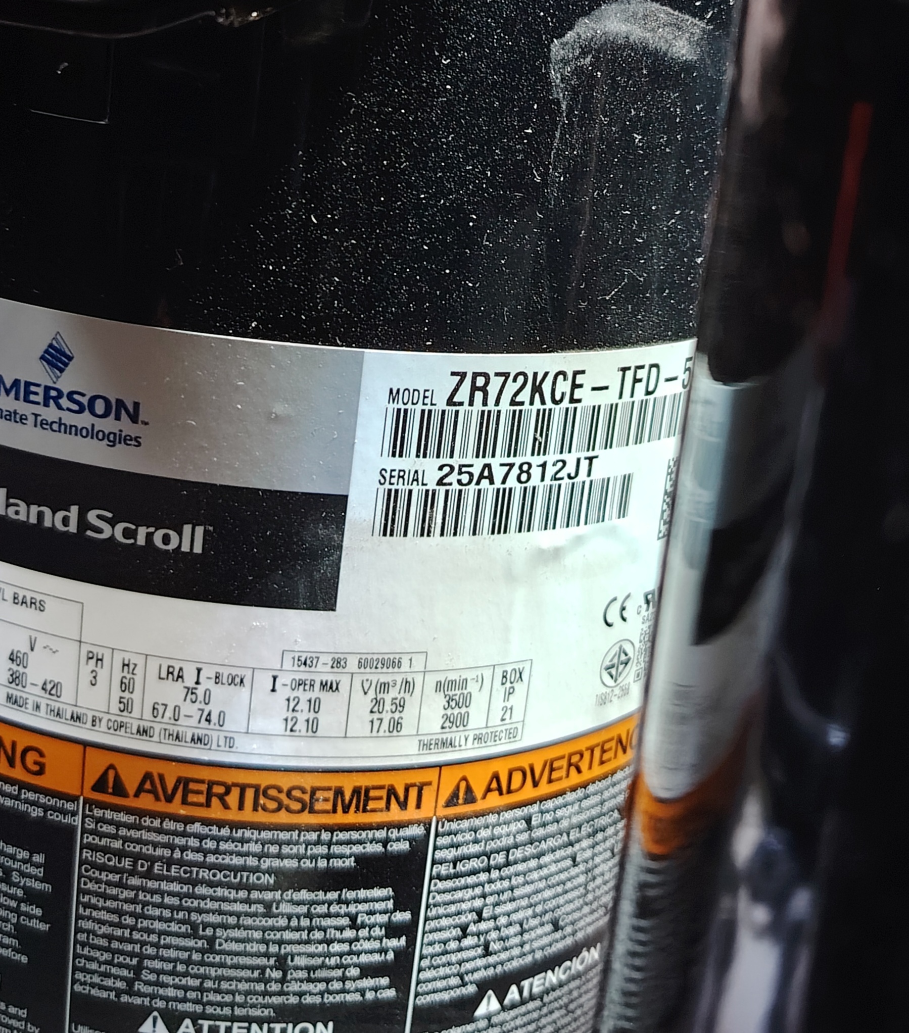Copeland Scroll Compressor ZR72KCE-TFD-522 – Complete Technical Guide