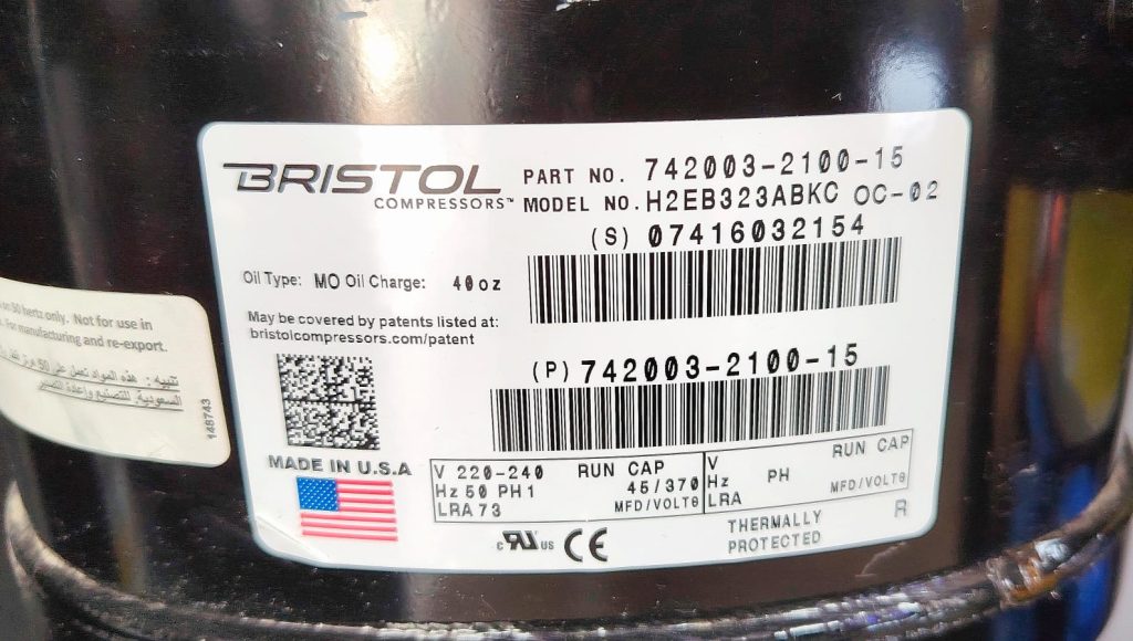 Bristol Compressor H2EB323ABKC 1PH Review & Specifications