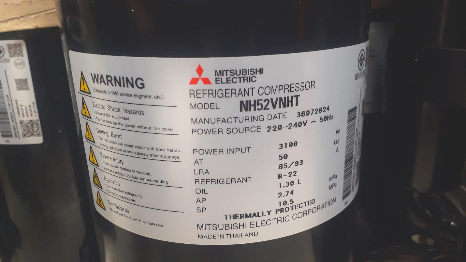 Mitsubishi 2.5Ton Compressor NH52VNHT R22/1PH/50HZ