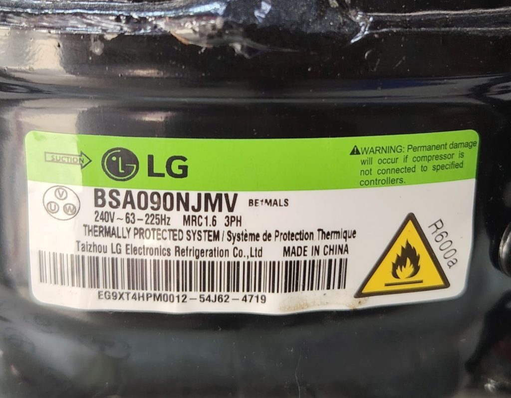 LG Refrigerant Compressor BSA090NJMV R600a